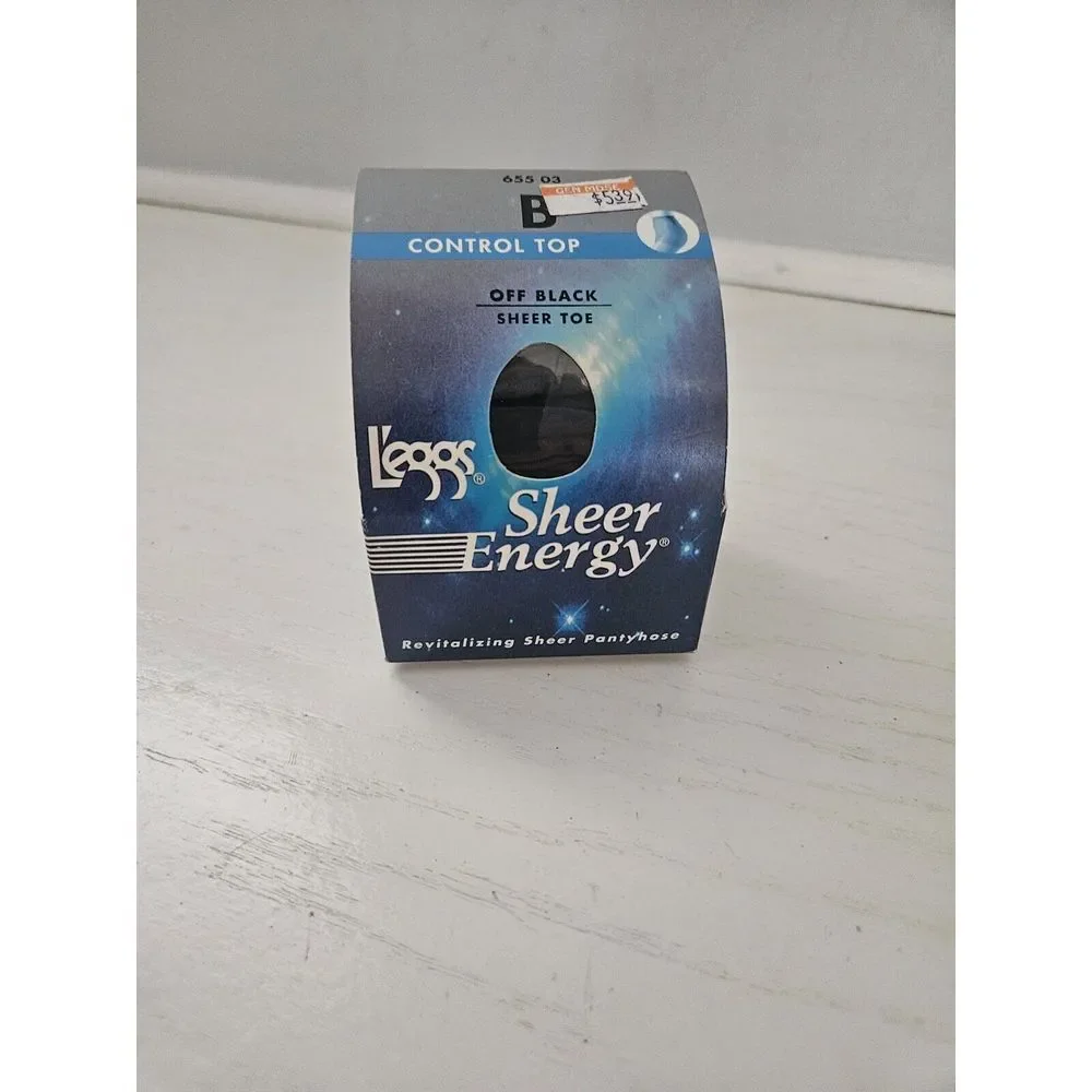Vintage 2002 L'eggs Sheer Energy Control Top Pantyhose Off Black Size B 655 03